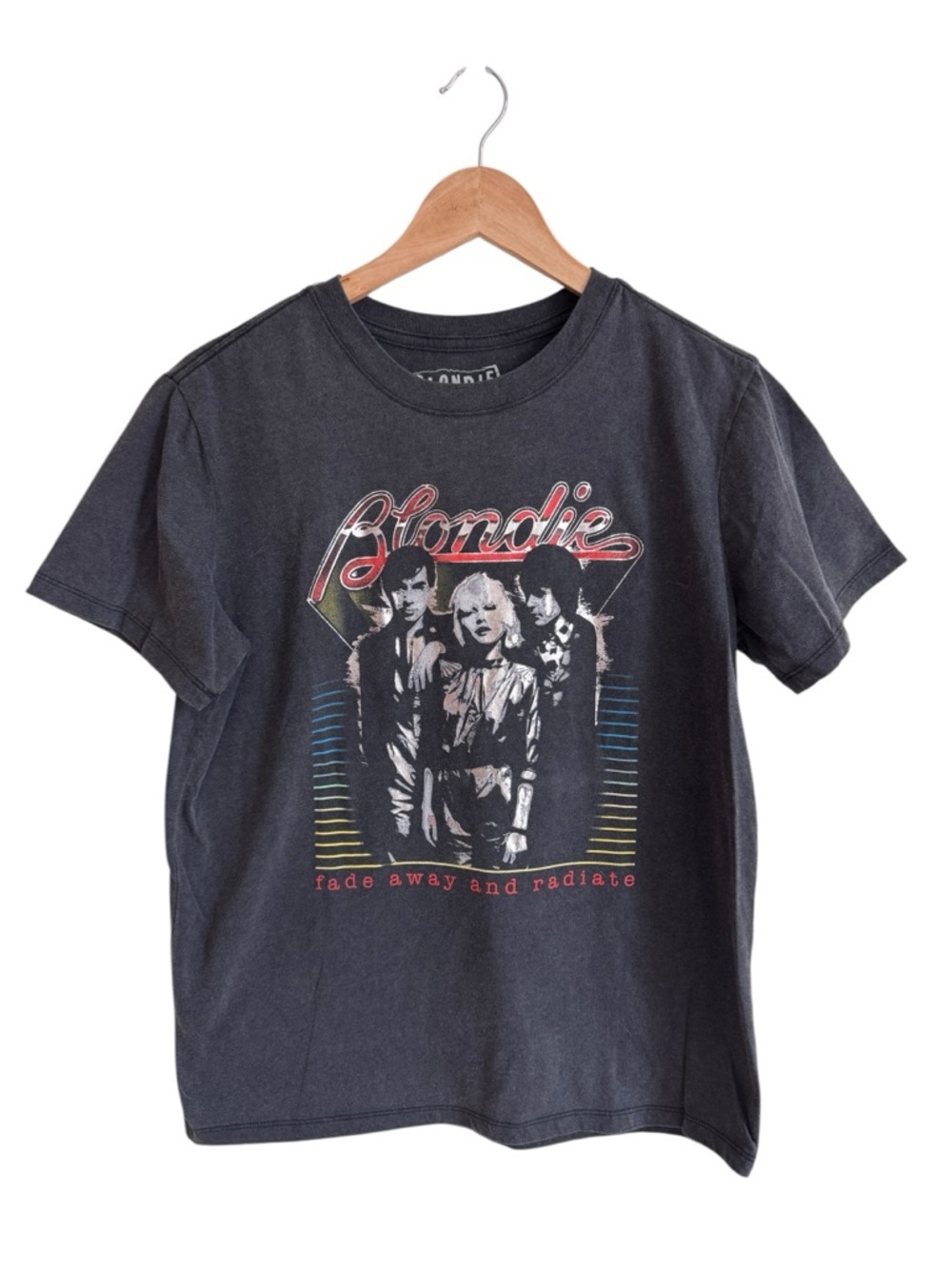 Blondie Band Concert Graphic T Shirt Short Sleeve Gray Unisex Size M